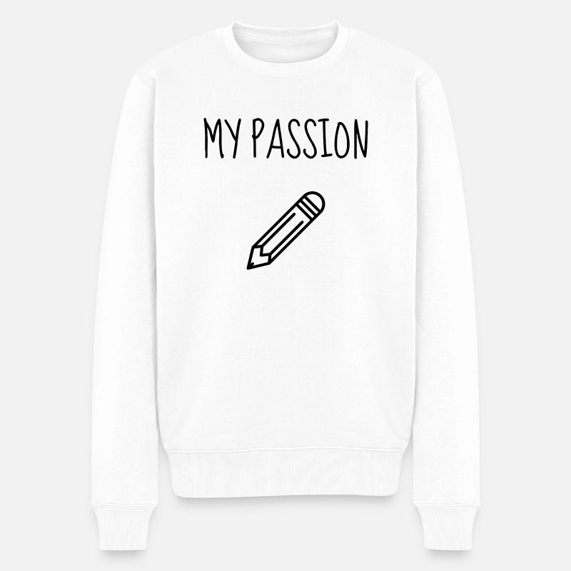 Dessin / Dessinateur / Drawing / Drawer - Pull Premium bio Homme - blanc