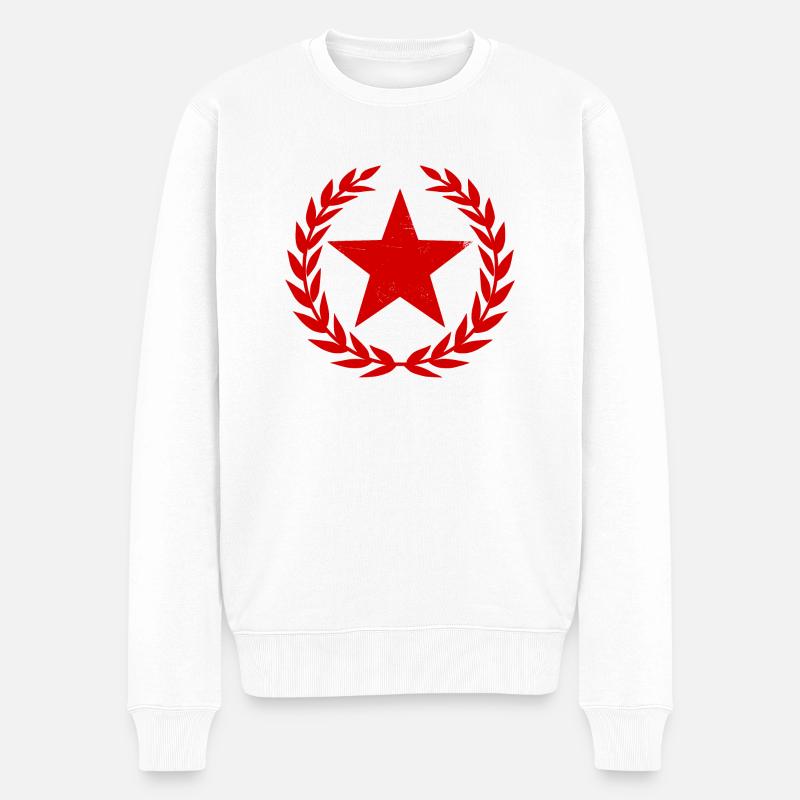 Roter Stern - Männer Premium Bio Pullover - Weiß