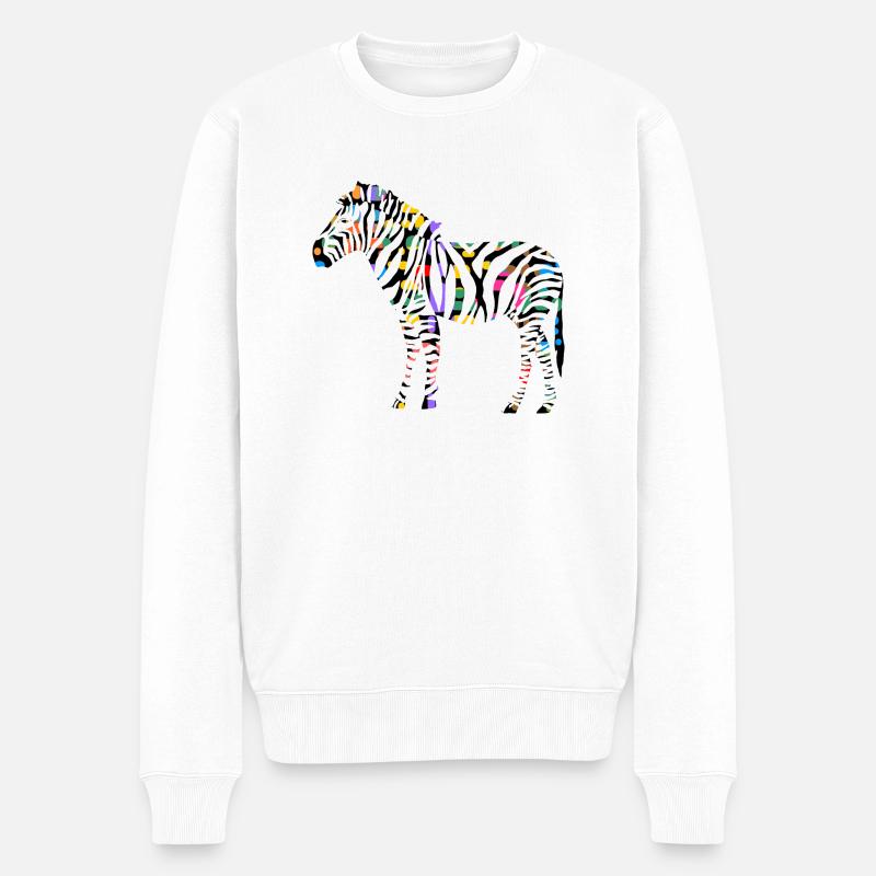 Buntes Zebra - Männer Premium Bio Pullover - Weiß