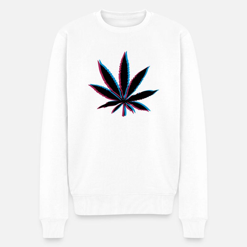 3D Effekt Weed - Männer Premium Bio Pullover - Weiß