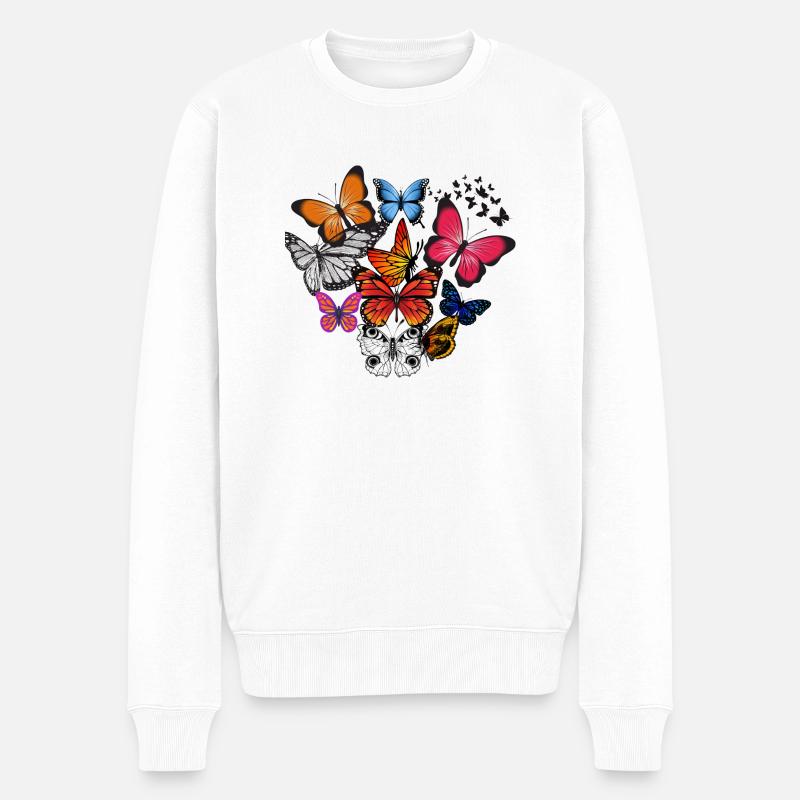 Schmetterlinge - Männer Premium Bio Pullover - Weiß