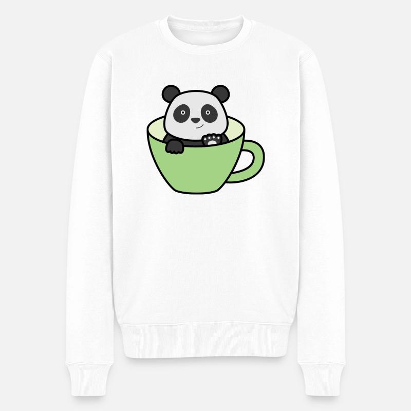 Panda dans la tasse - Pull Premium bio Homme - blanc