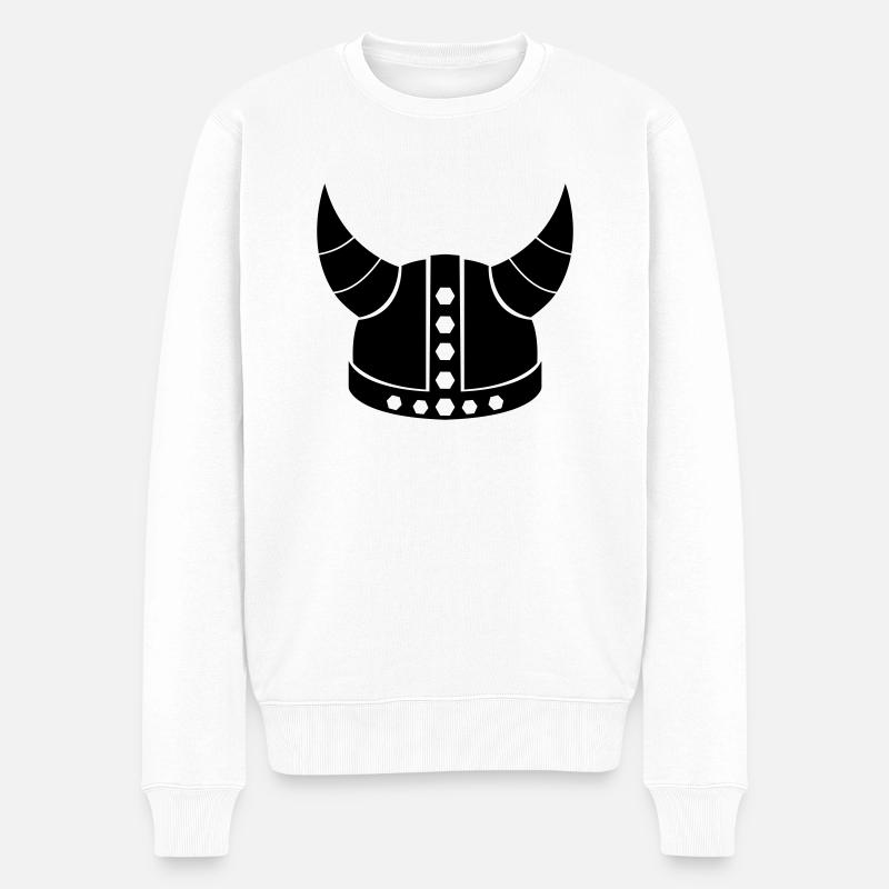 Wikinger Helm - Männer Premium Bio Pullover - Weiß