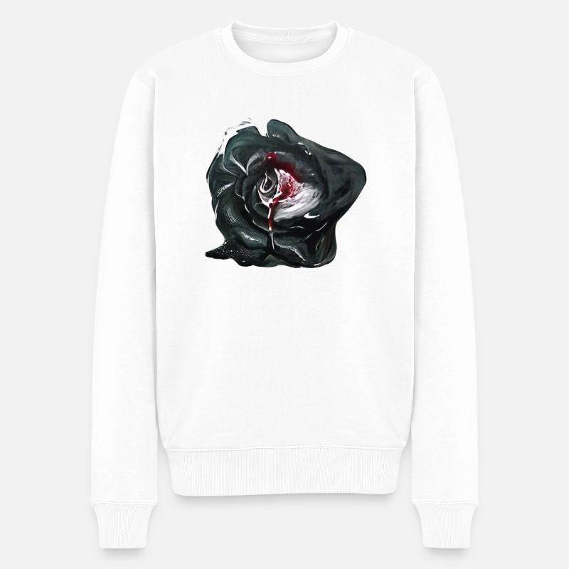 Schwarze Rose - Männer Premium Bio Pullover - Weiß