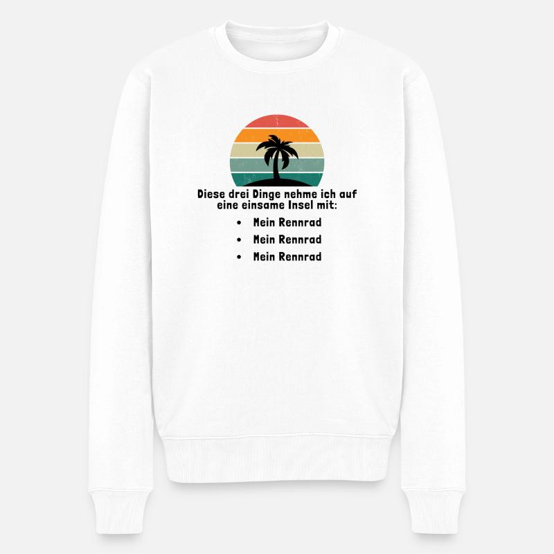 Drei Dinge auf eine einsame Insel Mein Rennrad - Männer Premium Bio Pullover - Weiß