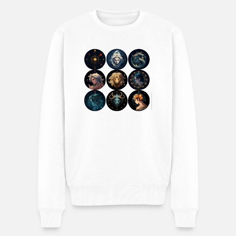 Die Tierkreiszeichen - Männer Premium Bio Pullover - Weiß