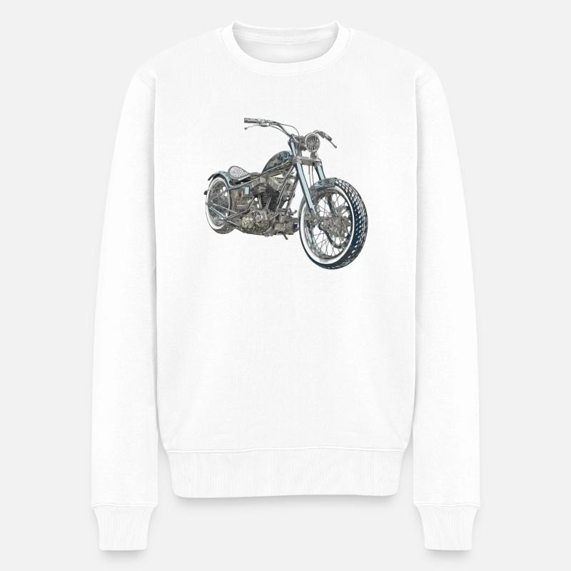 Zaz Motorrad Chopper - Männer Premium Bio Pullover - Weiß