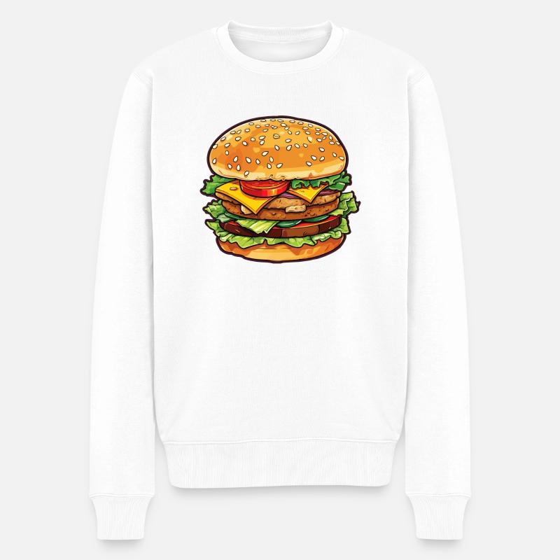 Saftiger Burger - Männer Premium Bio Pullover - Weiß