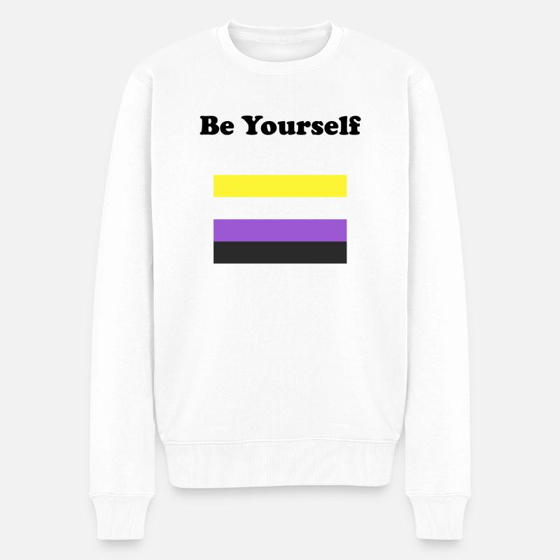 Drapeau non binaire Soyez vous-même - Pull Premium bio Homme - blanc