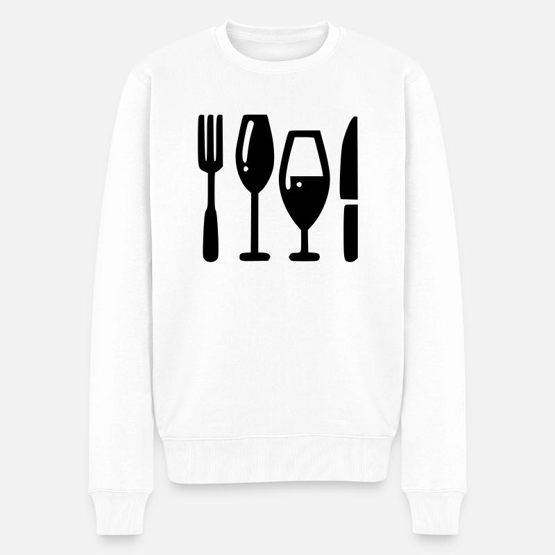 Überdachtes Essen im Restaurant - Männer Premium Bio Pullover - Weiß