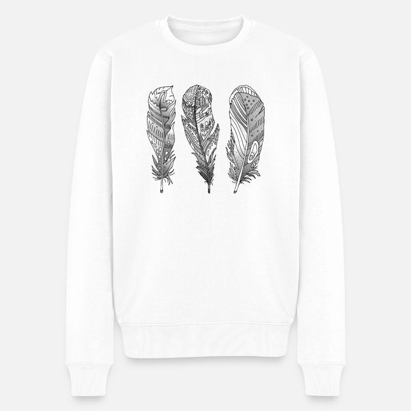 Feder - Männer Premium Bio Pullover - Weiß