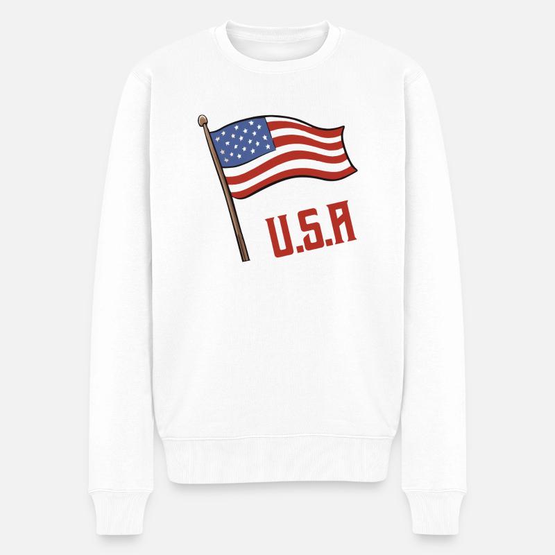 Drapeau des États-Unis - Pull Premium bio Homme - blanc