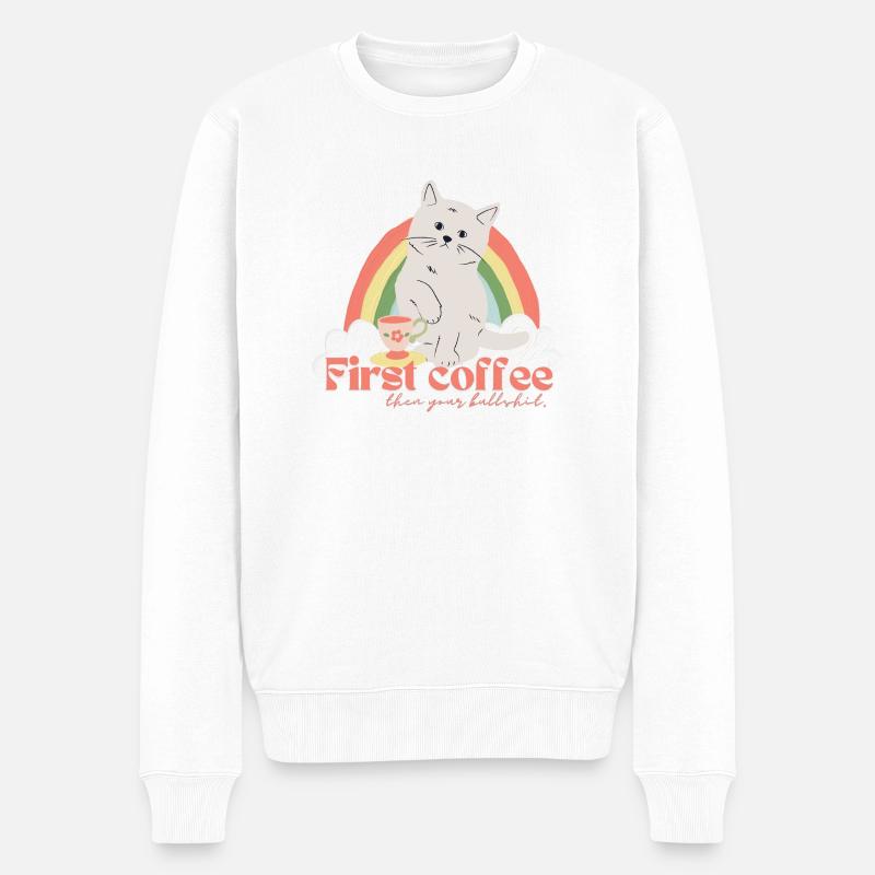 Café Cat 2 - Pull Premium bio Homme - blanc