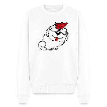 chien papillon nez mignon drôle heureux bande dessinée - Pull Premium bio Homme - blanc - Devant - Thijin (182cm)