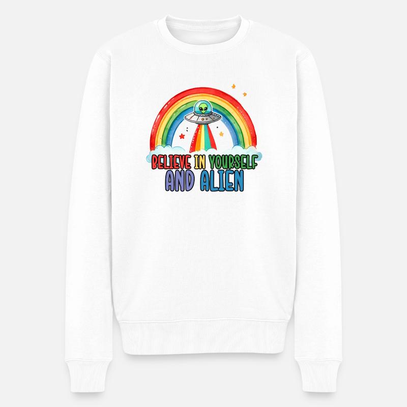 Alien Believe - Männer Premium Bio Pullover - Weiß