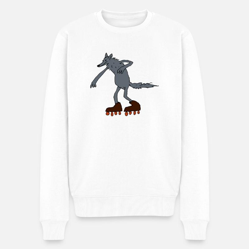 Wolf - Männer Premium Bio Pullover - Weiß