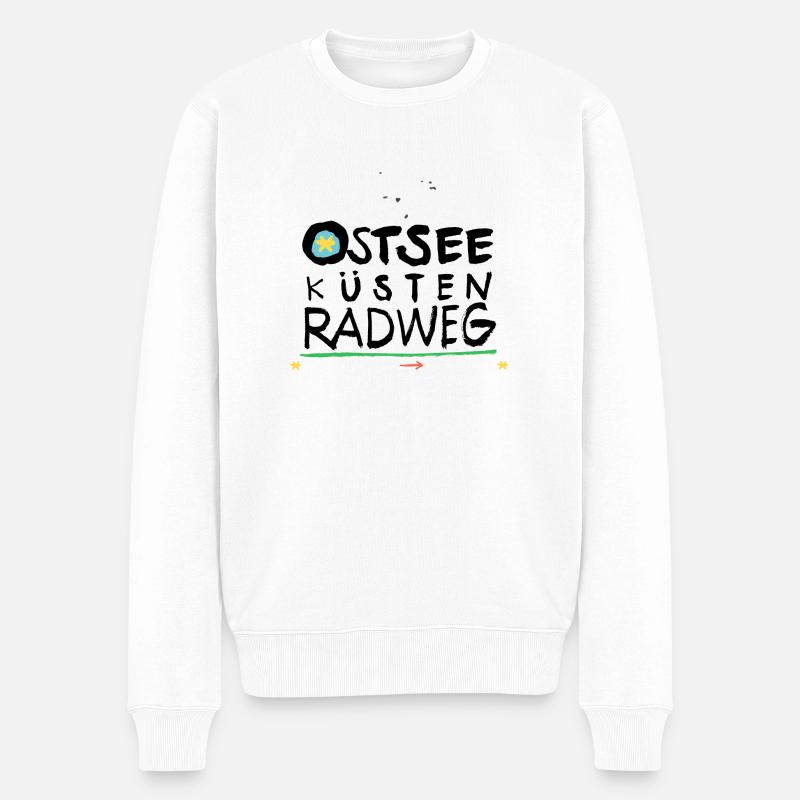 Ostsee Radweg - Männer Premium Bio Pullover - Weiß