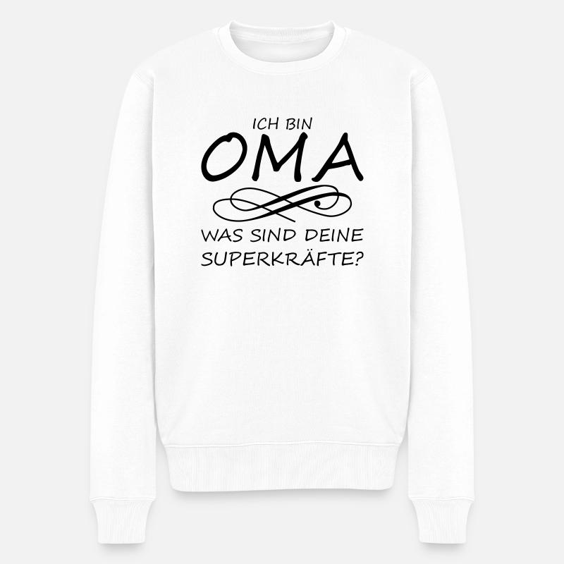 Ich bin Oma was sind deine Superkräfte? - Männer Premium Bio Pullover - Weiß