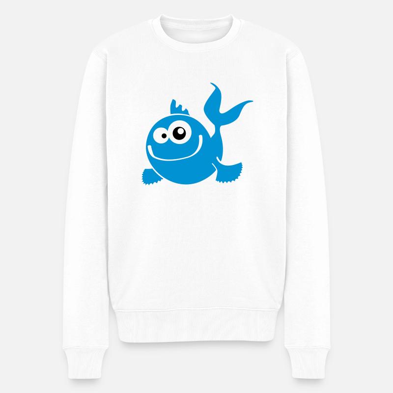 fish fisch - Männer Premium Bio Pullover - Weiß