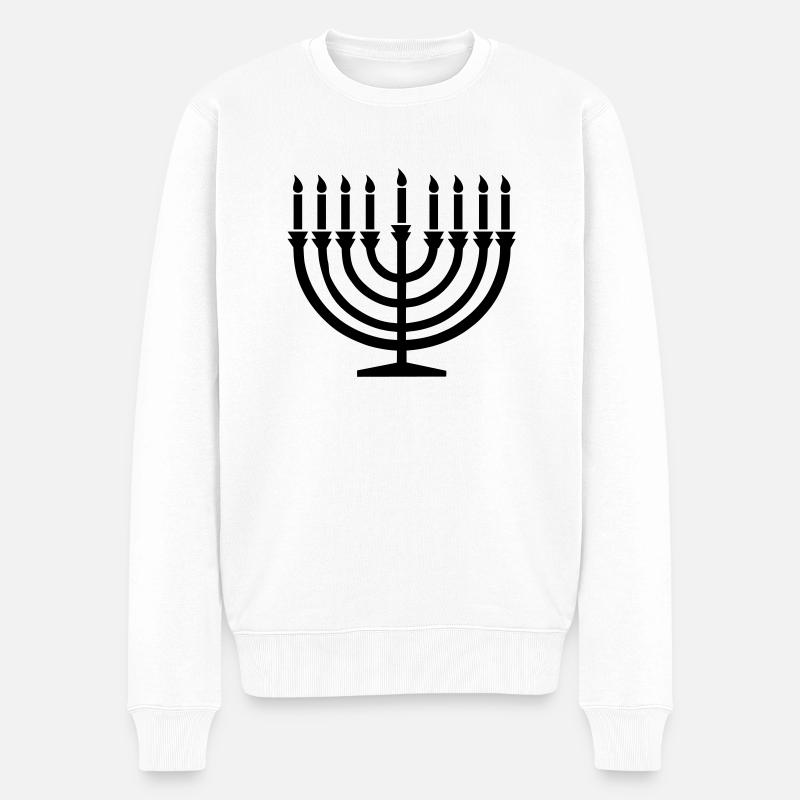 Hanukkah Menora - Pull Premium bio Homme - blanc