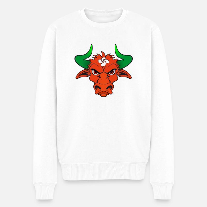 Baskische Stier - Männer Premium Bio Pullover - Weiß