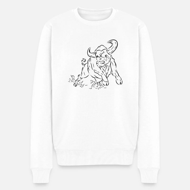 Stier - Männer Premium Bio Pullover - Weiß