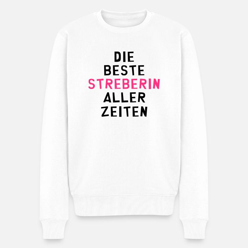 Streber Streberin Schule Kollegen Freund Lehrer - Männer Premium Bio Pullover - Weiß