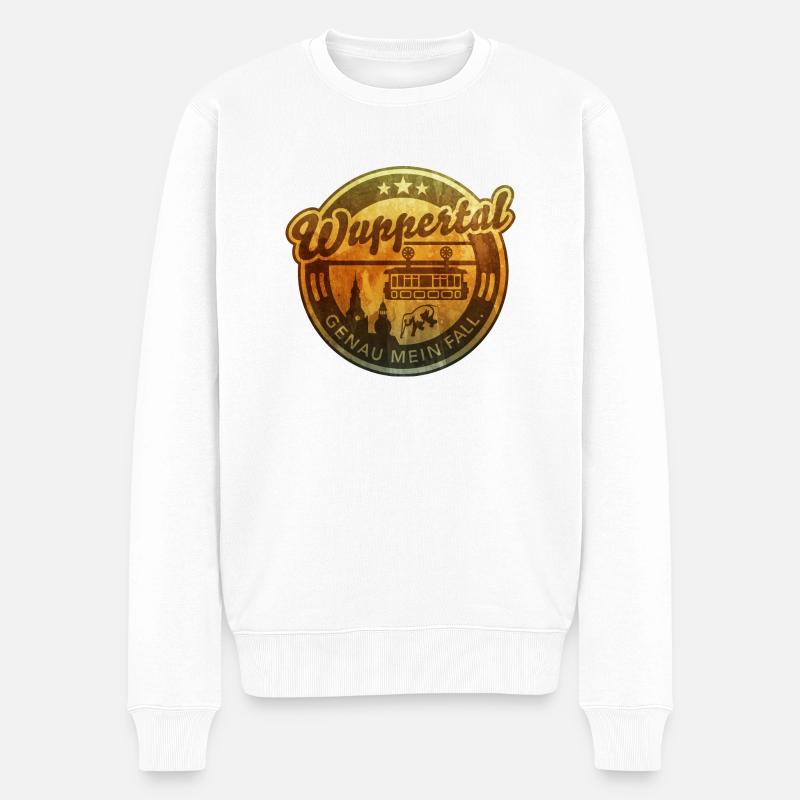 Wuppertal, distressed - Männer Premium Bio Pullover - Weiß