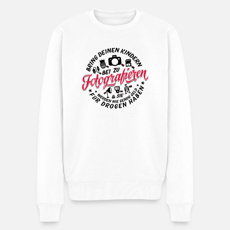 Bringe deinen Kindern bei zu fotografieren - Männer Premium Bio Pullover - Weiß