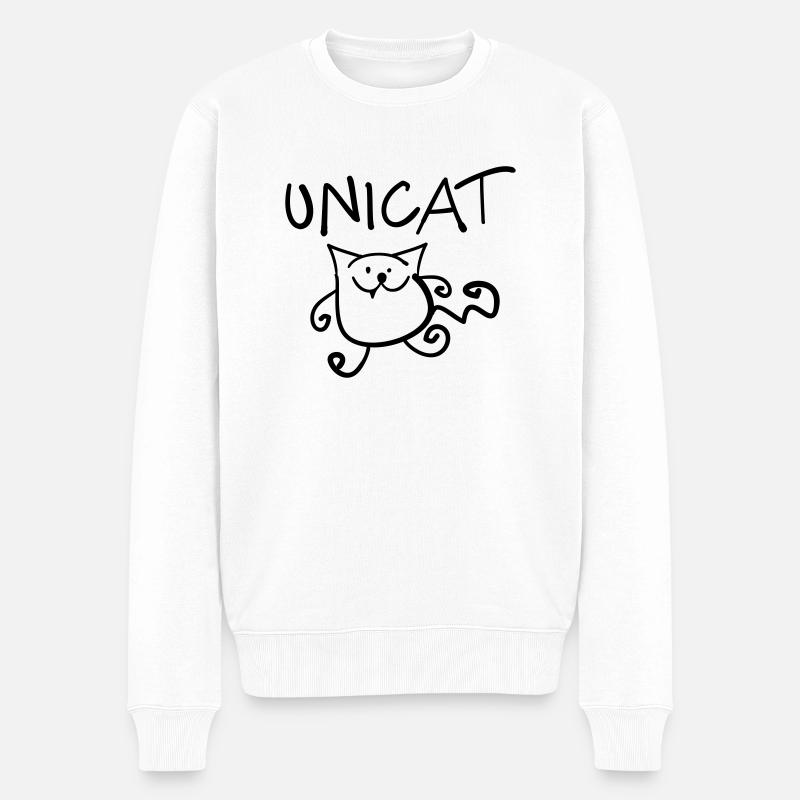 Katze als Unikat - Männer Premium Bio Pullover - Weiß
