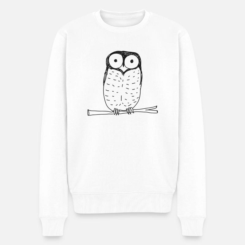 Chouette hulotte douce, petite chouette - Pull Premium bio Homme - blanc