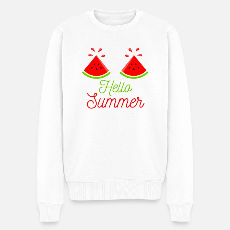 Hello Summer Watermelon - Männer Premium Bio Pullover - Weiß