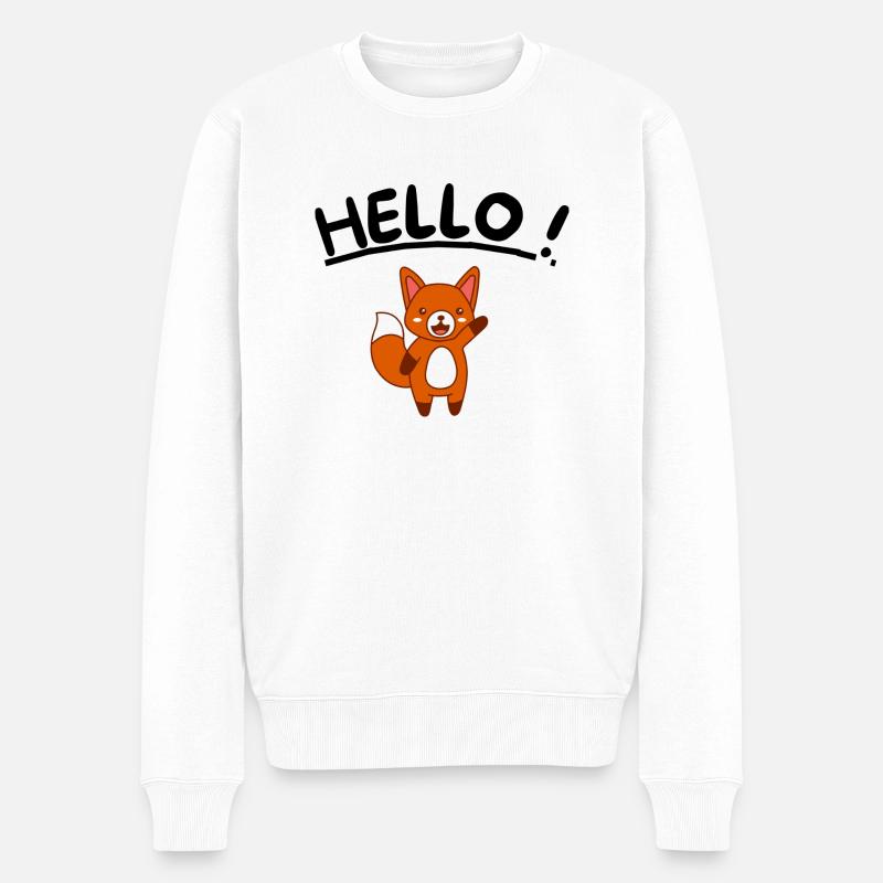 HALLO FOX - Männer Premium Bio Pullover - Weiß