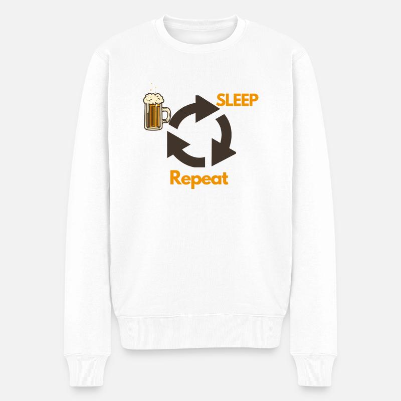 Drink ,Sleep, Repeat - Männer Premium Bio Pullover - Weiß
