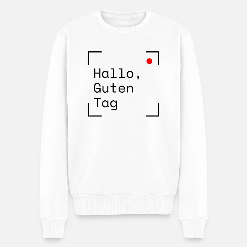 Hallo, Guten Tag - Männer Premium Bio Pullover - Weiß