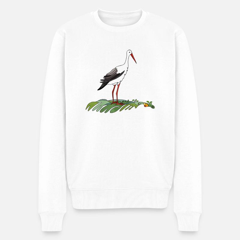 Oiseau cigogne - Pull Premium bio Homme - blanc