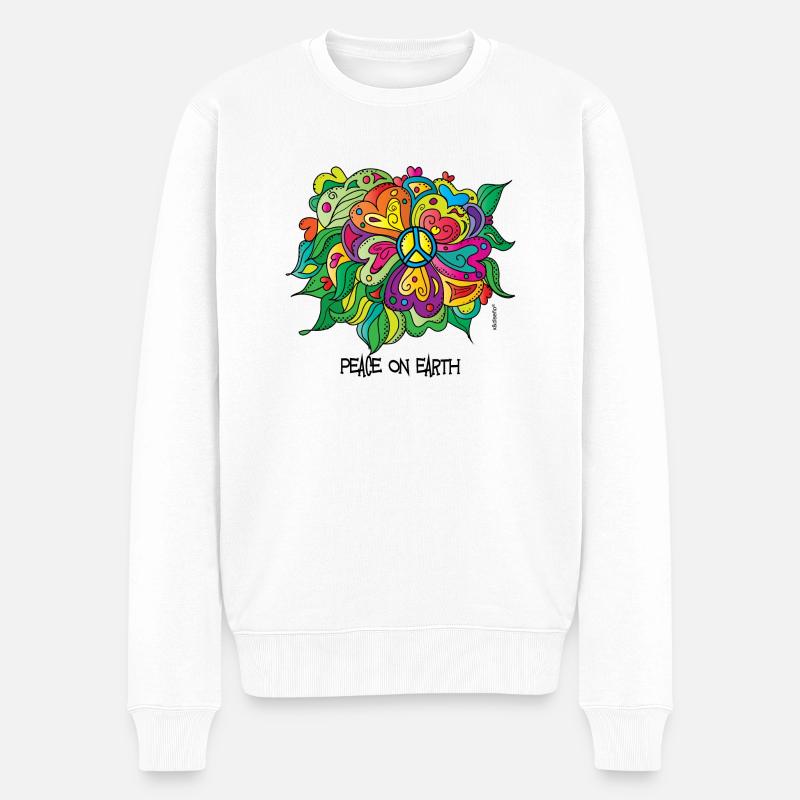 peaceONearth - Männer Premium Bio Pullover - Weiß