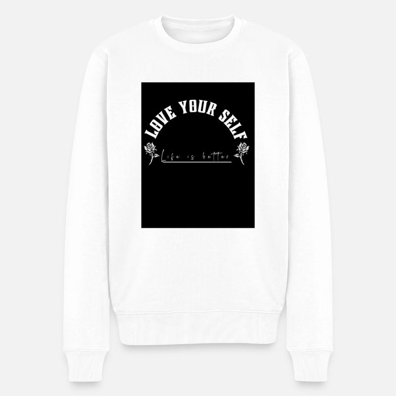 Love youself - Männer Premium Bio Pullover - Weiß