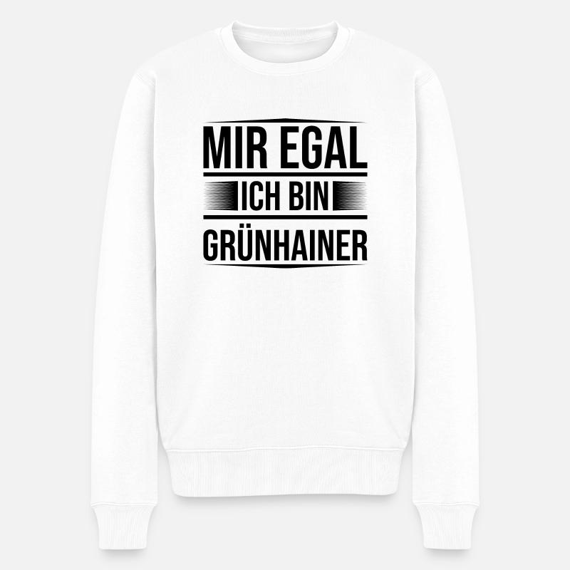 Grünhain mir egal - Männer Premium Bio Pullover - Weiß