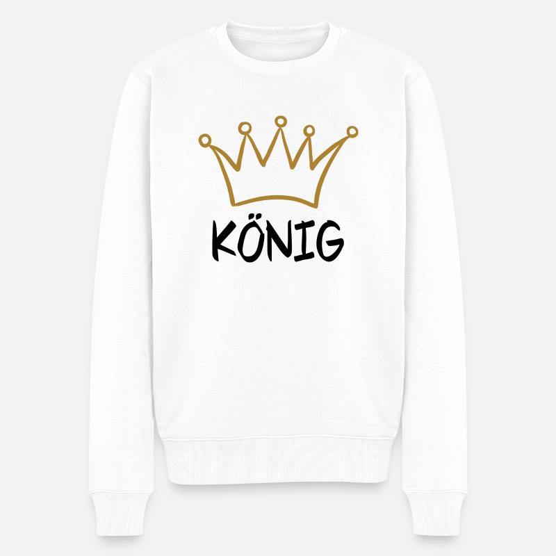 KÖNIG 1 - Männer Premium Bio Pullover - Weiß