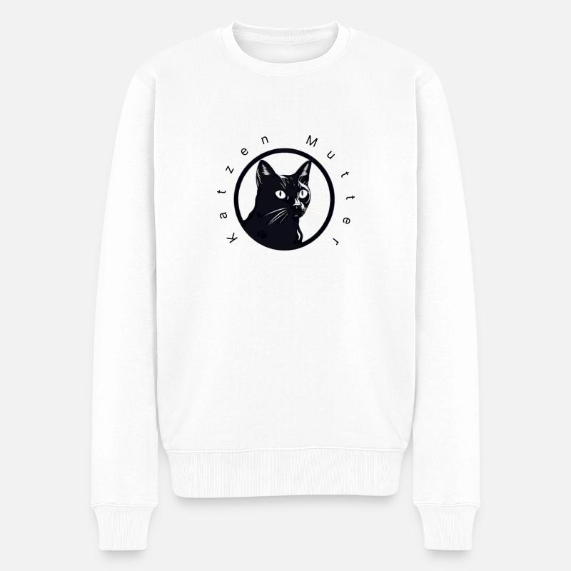 katzen mutti - Männer Premium Bio Pullover - Weiß