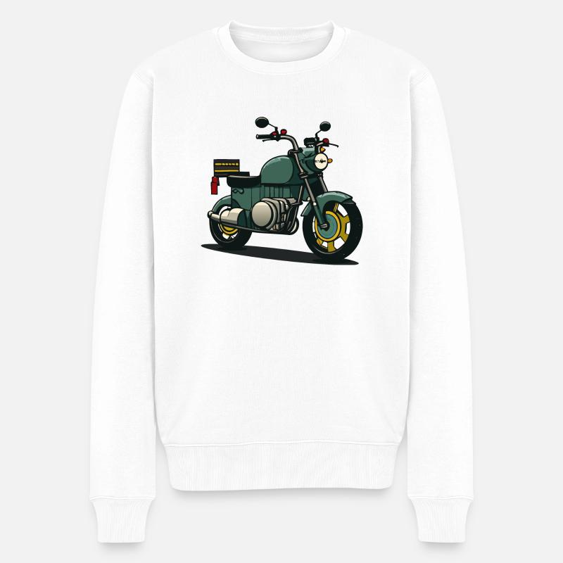 Retro-Fahrrad - Männer Premium Bio Pullover - Weiß