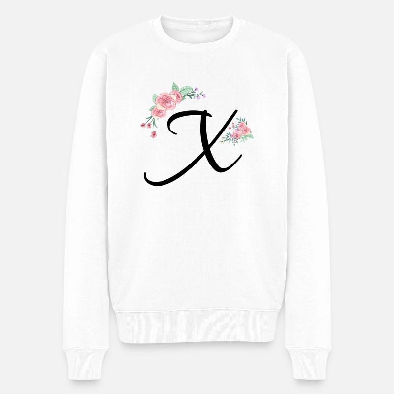 Lettre x fleurs - Pull Premium bio Homme - blanc
