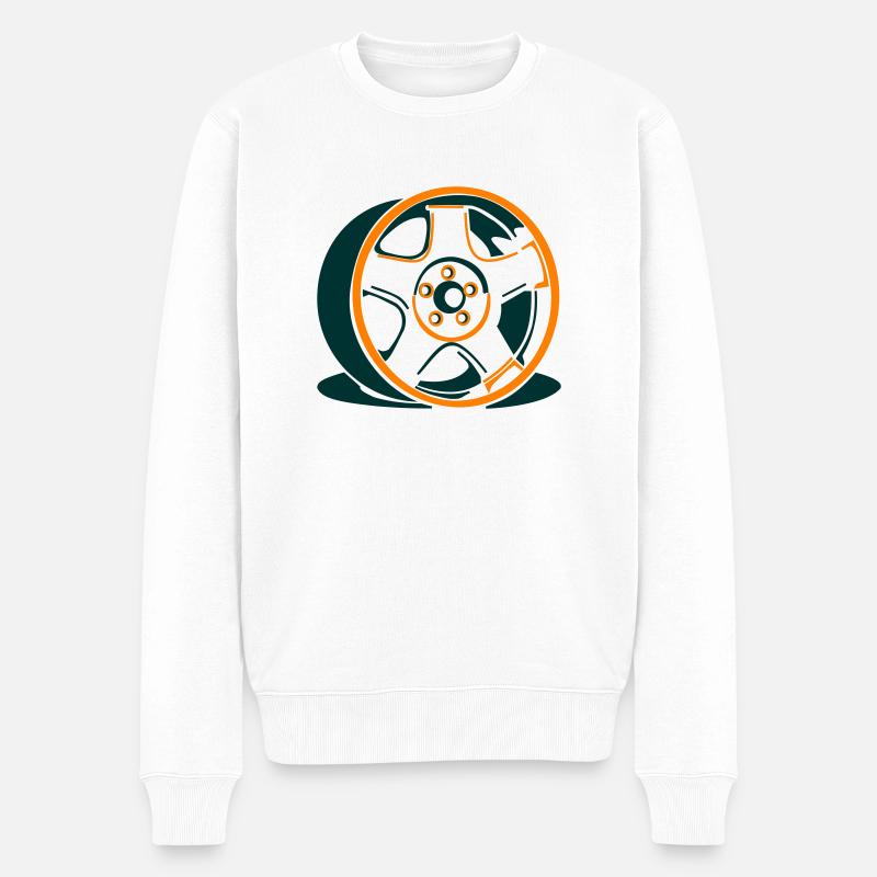 retro wheel - Männer Premium Bio Pullover - Weiß