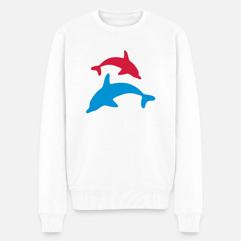 Delfin 03 - Männer Premium Bio Pullover - Weiß