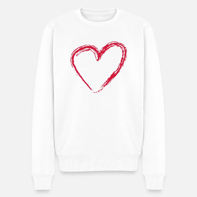Herz Scratch Groß - Männer Premium Bio Pullover - Weiß