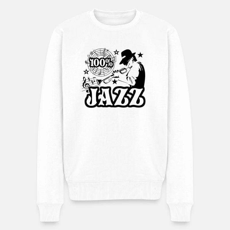 100% jazz - Pull Premium bio Homme - blanc