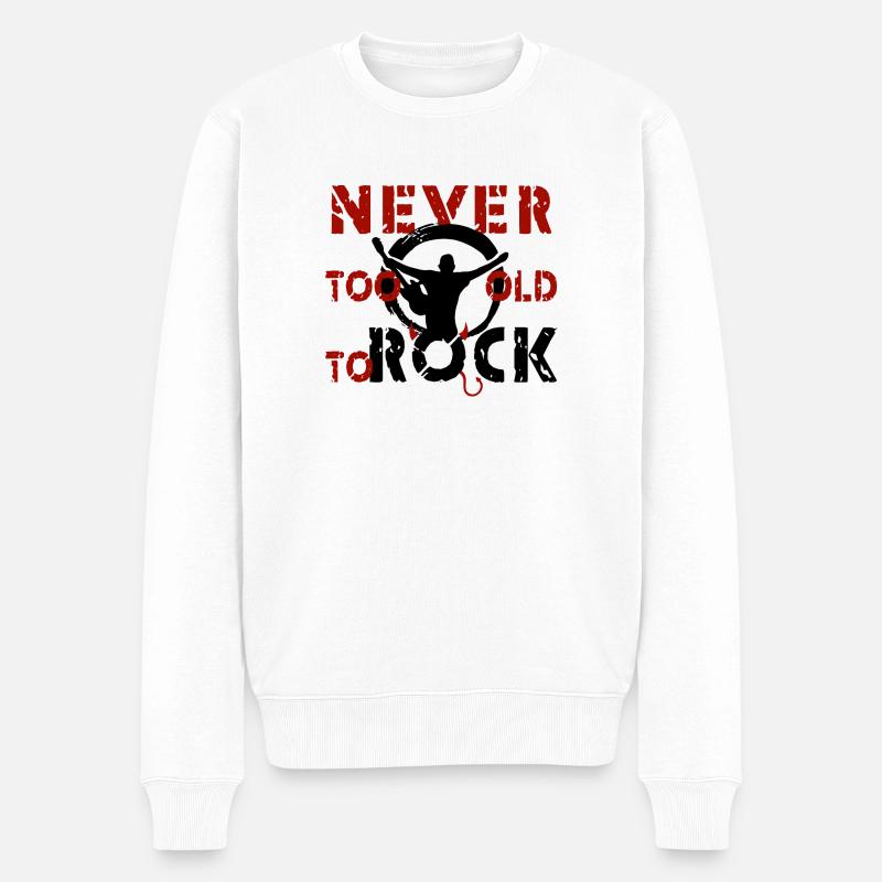 never too old to rock - Männer Premium Bio Pullover - Weiß
