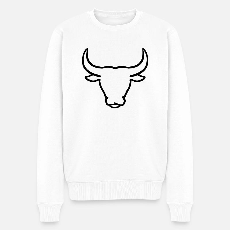 Stier - Männer Premium Bio Pullover - Weiß