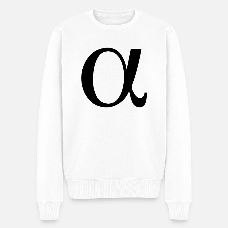 Alpha - Männer Premium Bio Pullover - Weiß